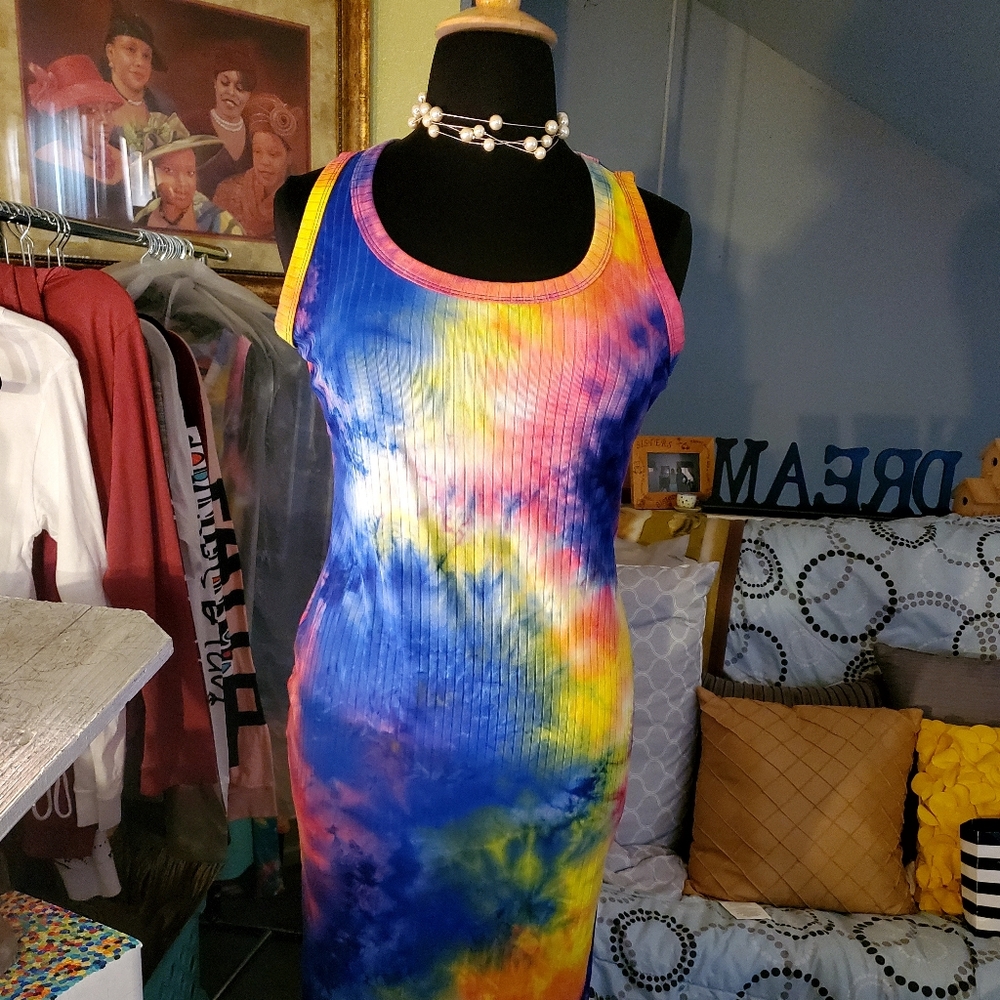 Tie dye plus size dress